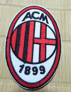  白赤黒　楕円形◆新品　ACミラン　イタリア Milan　プロサッカークラブ　サッカーチーム　フットボール　セリエA 刺繍ワッペン◆スポーツ