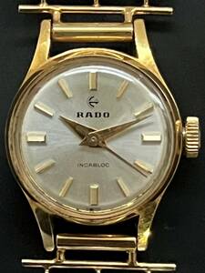 0000-0205 1円出品 時計 腕時計 ラドー RADO INCABLOC パール 真珠 ダイヤモンド 0.12ct K18 刻印 あり 総重量 約 20.99ｇ 手巻き 稼動品