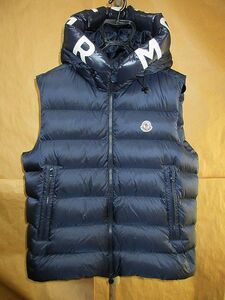 モンクレール 　MONCLER 　21AW MONTREUIL 　フード　ロゴ　ワッペン ダウン ベスト　ネイビー　5　国内正規品