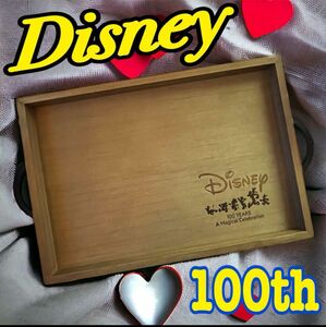 ディズニー　タグ付　Disney 100 木製トレイ　お盆　おぼん　食卓　ボード