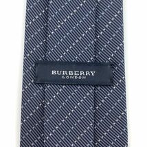 バーバリー ブランドネクタイ 総柄 ストライプ柄 ナイトロゴ シルク 日本製 メンズ ブルー BURBERRY_画像3