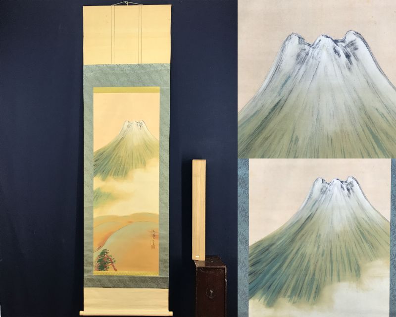 Genuine work / Arisu Mizobe / Mt. Fuji / Landscape / Mt. Fuji / Mt. Mt. Fuji / Hanging scroll ☆ Treasure ship ☆ AF-130, painting, Japanese painting, landscape, Fugetsu