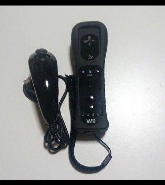 Wii リモコン ヌンチャクセット黒 ブラック シリコンカバー付 任天堂純正品