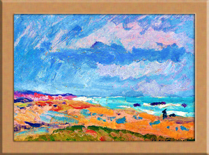 Art hand Auction Пляж А4 Франция, Рисование, Картина маслом, другие
