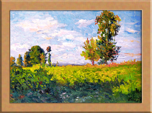 Art hand Auction Cuadro de paisaje de verano A4 Francia, Cuadro, Pintura al óleo, otros