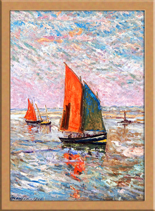 Art hand Auction Barco de pesca B4 Francia, Cuadro, Pintura al óleo, Naturaleza, Pintura de paisaje