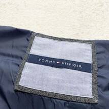 希少L トミーヒルフィガー【極上のフェザー40%】TOMMY HILFIGER ダウンジャケット コート ジップブルゾン ウール グレー フード レザー使用_画像6