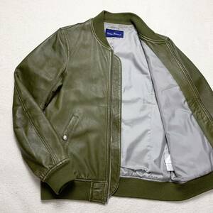  rare color Urban Research [ finest quality. ram leather ]URBAN RESEARCH rider's jacket leather jacket MA-1 blouson sheepskin sheep leather M khaki 