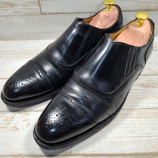 REGAL/リーガル ウィングチップ スリッポン ブラック レザー 25cm 黒 ビジネスシューズ ブラック 紳士靴