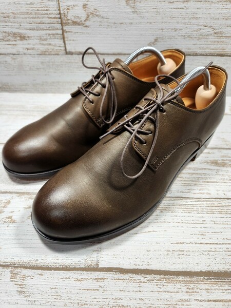 未使用 PADRONE/パドローネ プレーントゥ ブラウン 40 25.5cm 革靴 本革 ドレスシューズ 紳士靴 レザー