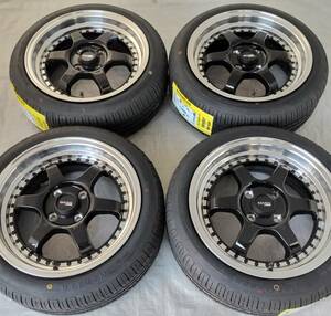 新品 15インチ 6.5J ＋40 4-100 ブラック タイヤ付4本SET 165/50R15 カスタム チューナーサイズ (W2315-1)