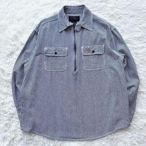 Hickory Shirt ヒッコリーシャツ ハーフジップ ワークシャツ L