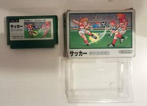 サッカー☆ファミリーコンピュータ☆箱付き、取説無し☆中古☆動作確認済☆検索用【ファミコン☆FC】