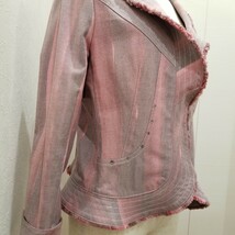 美品 VESTIDO TOKYO 立体ストレッチ ジャケット ピンク グレー 11号_画像4