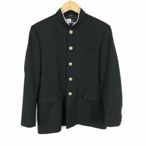 学生服 学ラン 170A 男子 カンコー Dry Wash 上着 ウール混 標準型学生服 ラウンドカラー カシドス 黒 中古 ランクC a3 JJ5415