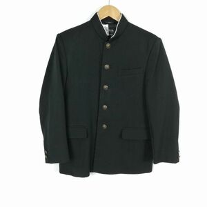 学生服 学ラン 160A 男子 上着 ウール混 標準型学生服 ラウンドカラー カシドス 黒 中古 ランクC a3 JJ5391