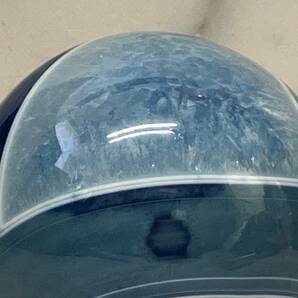 パワーストーン 丸玉 台座付 約77mm 青石 瑪瑙？ ブルー カラーストーン 置物 球体 オブジェの画像7