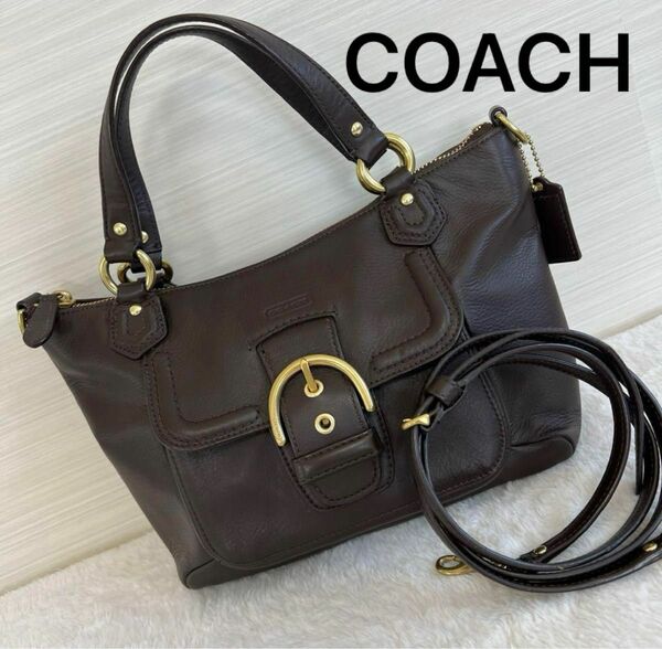 なかなか綺麗！COACH コーチ　2WAYショルダーバッグ　ショルダーバッグ　2WAYバッグ　レザー製　ダークブラウン