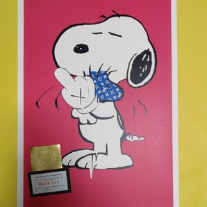 DEATH NYC 世界限定100枚 アートポスター SNOOPY スヌーピー KAWS カウズ LOUISVUITTON ルイヴィトン カウズフィンガー 現代アートの画像1