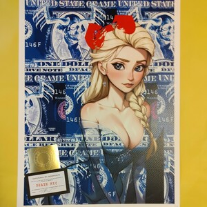 DEATH NYC 世界限定100枚 アートポスター　アナと雪の女王　アナ雪　レッドリボン　ディズマランド　Banksy　バンクシー　ストリートアート