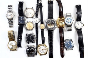 機械式 腕時計 15本セット OMEGA/SEIKO SPEEDTIMER/CITIZEN DELUXE/UNIQUE/SKYLINER/ 手巻き 自動巻き 懐中時計 ビンテージ ジャンク 10