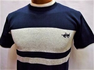 【ParAvion/パラビオン】パネルボーダー ニット 半袖 Tシャツ NAVY/GREY M 新品/デッドストック/希少/ヴィンテージ/ストリート/アメカジ