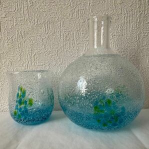 琉球ガラス 徳利&おちょこ 酒器 花瓶 一輪挿し