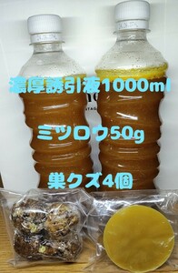 日本蜜蜂誘引液1000ml ミツロウ50g 巣クズ4個