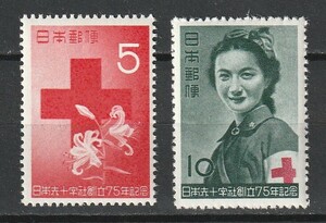 (3145)日本赤十字創立75年　2種完　未使用　MNH