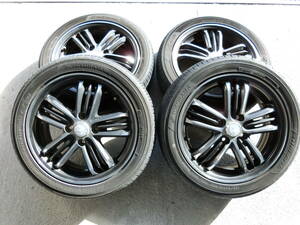 [225] UREST 15インチ アルミホイール 4穴 15×5.0J +45 4本セット タイヤ 165/55R15 タントカスタム L375S 外し