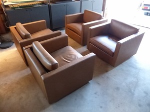 Knoll/no-rulfi Star arm chair 4 legs set leather 1P sofa l sum total 400 ten thousand l reception * company length * position member .* lounge 