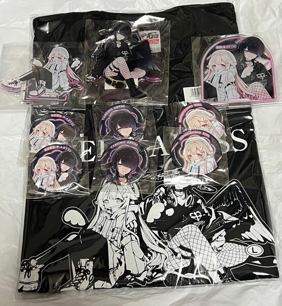 dmmオンクレ　限定　桃園りえる　＆　闇乃あびす　Tシャツ　アクスタ　缶バッジ　（2セット）コンプセット