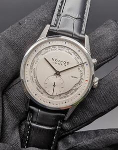 中古美品 付属品あり ノモス NOMOS チューリッヒ ワールドタイマー ZR1X4W2 シルバー GMT スモールセコンド SS メンズ 自動巻き 腕時計