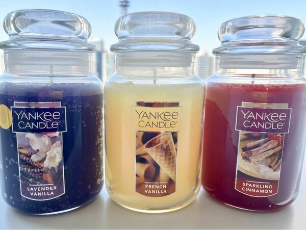 YANKEE CANDLE ヤンキーキャンドル　22OZ(623.7g) 3個 シナモン バニラ ラベンダー アロマキャンドル 