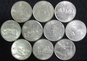 アメリカ 25セント硬貨(50州)×10種(1999～2005)