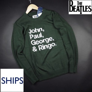 新品★SHIPS/シップス/THE BEATLES メンバーネーム ニット/65緑/【L】