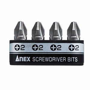 アネックス/ANEX 溝付超短ビット プラス 手動ドライバー用 入数：1セット(4本) AK-51P-B4P