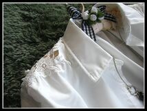 ◆Rose◇訳あり送料無料・大人フェミニン♪クロシェレースのお袖が素敵・上質ブロード生地のシャツチュニック/ホワイト_画像7