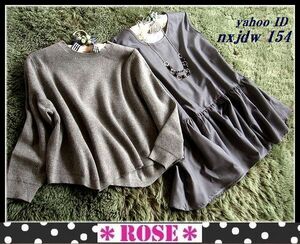 ◆Rose◇L～2L～3L・きちんと感ある2点set♪ノースリーブチュニック×ニットtops/グレー