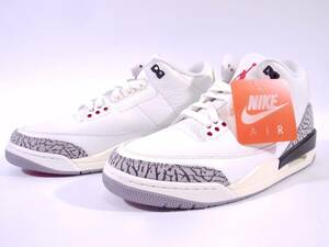 本物/2023年 NIKE AIR JORDAN3 RETRO WHITE CEMENT/白灰 US8.5/26.5cm新品未使用アウトレット オリジナル完全復刻og max95 force1 dunk sb