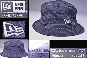 NEW ERA ★ ニューエラ ★ バケットハット ★ 帽子 ★ LARGE / XLARGE ★ デニム ★ ネイビー ★ 綿100% ★ 中古品 ★ 使用感 ★ 洗濯済