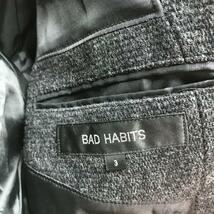 BAD HABITS ノーカラージャケット　秋冬　ダークグレー　メンズM a34_画像9