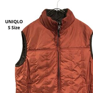 UNIQLO リバーシブルダウンベスト　オレンジ茶　メンズS f1