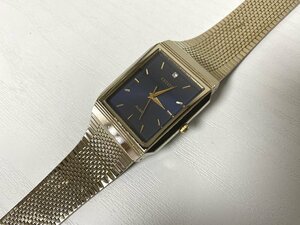 送料無料■SEIKO セイコー ESTATE ALBA アルバ V701-5000 クォーツ QZ 3針 スクエア アナログ 腕時計 ゴールド文字盤 ヴィンテージ