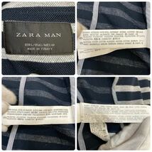 ZARA MAN【極美品】テーラードジャケット 紺 ボーダー ザラマン L ビジネス 通勤 仕事 セットアップ メンズ_画像7