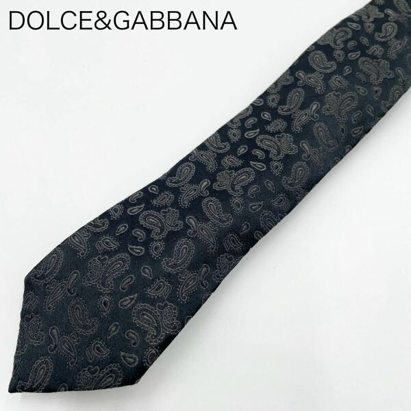 【美品】ドルチェ&ガッバーナ ネクタイ ナロータイ ペイズリー 高級 DOLCE&GABBANA ビジネス メンズ ハイブランド ブランド