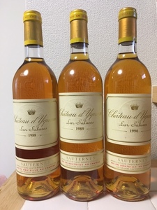 シャトー・ディケム　1988、1989、1990　３本セット　Chateau d'Yquem 1988,1989,1990