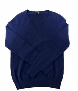 【値下げしました】UNIQLO ユニクロ　カシミヤセーター　Vネック　ブルー　青　Sサイズ