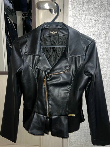 ピエールカルダン　レザージャケット　イタリア製 黒 ブラック XS/S