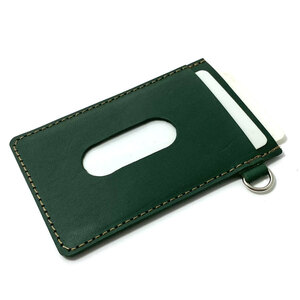  leather pass case ticket holder card-case cow leather original leather holder license proof inserting license cow leather green 
